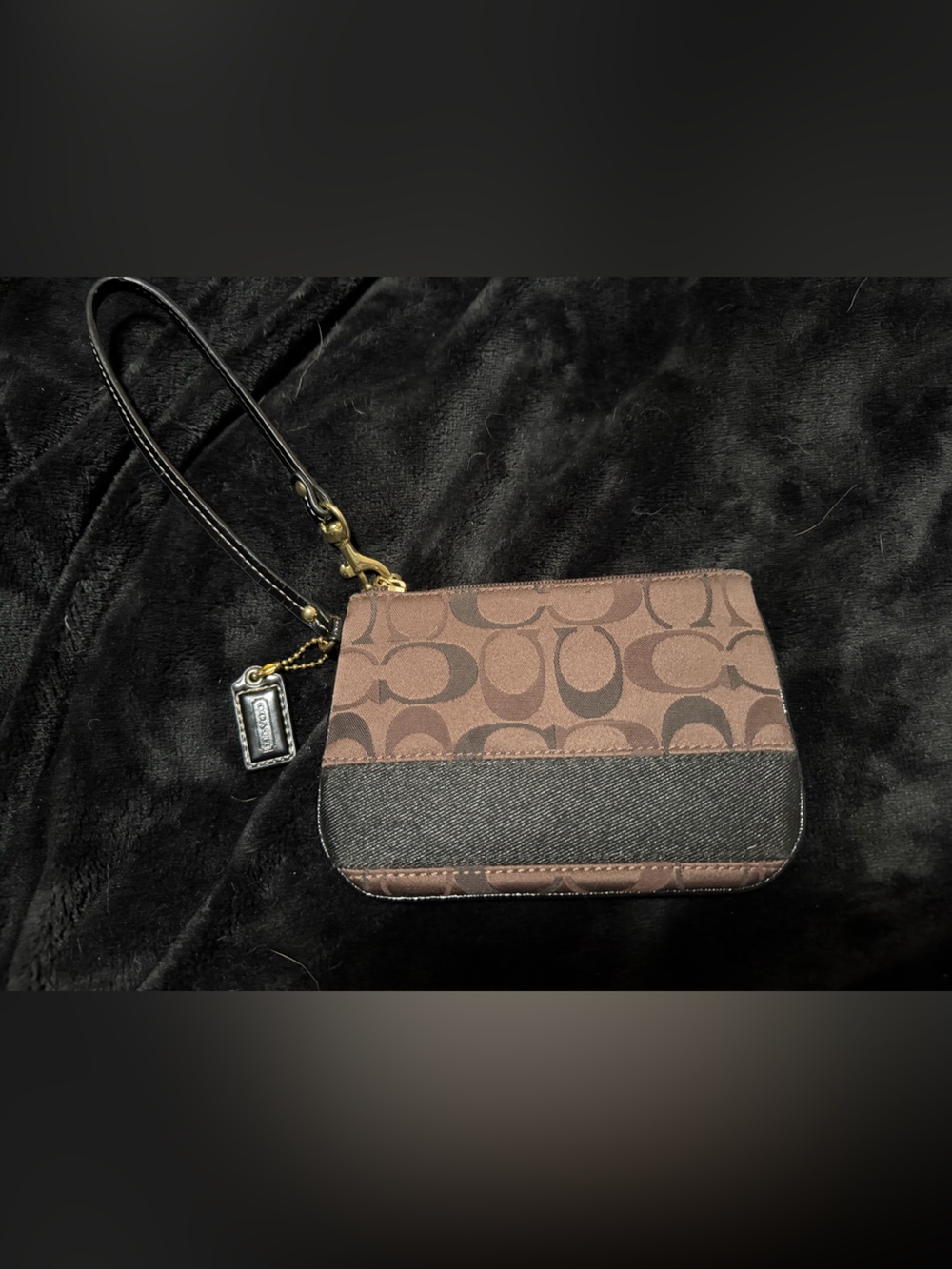 Coach Signature Brown Wristlet Wallet Clutch
